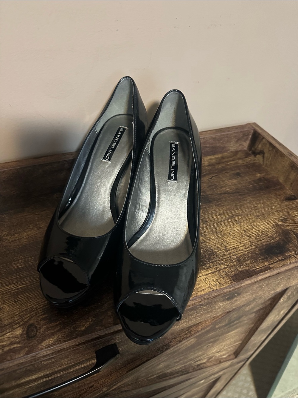 Bandolino Black Patent Peep Toe Heels